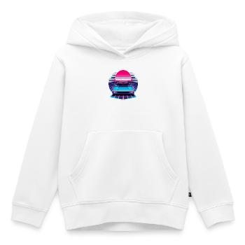 Neon Synthwave Auto am Sonnenuntergang - Kinder Premium Organic Hoodie - Weiß - Vorne - AI Model Kid Female (0cm)