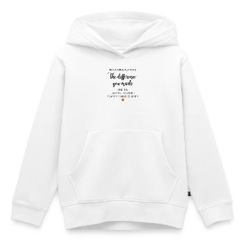 Unterschätze niemals den Unterschied, den du gemacht hast. - Kinder Premium Organic Hoodie - Weiß - Vorne - AI Model Kid Female (0cm)