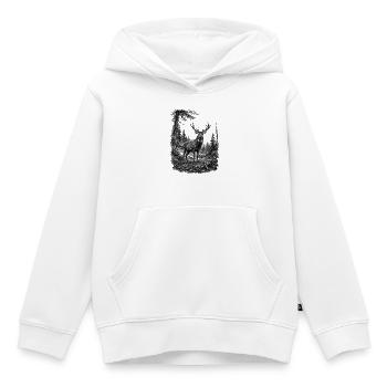 Majestätischer Hirsch in Natur im Zeichenstil - Kinder Premium Organic Hoodie - Weiß - Vorne - AI Model Kid Female (0cm)