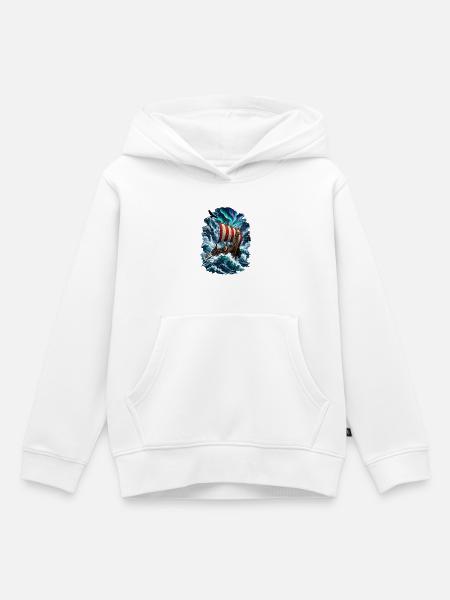 Wikingerschiff Sturm aurora - Kinder Premium Organic Hoodie - Weiß