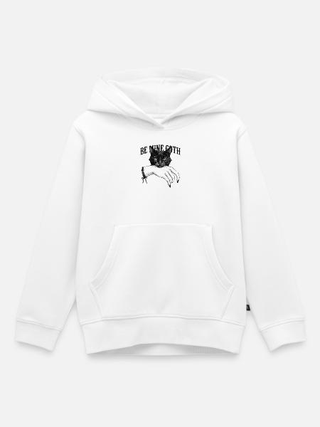 Nachtkatze Handzeichnung - Kinder Premium Organic Hoodie - Weiß