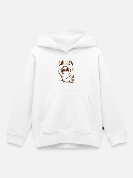 Chillen-Sloth mit Sonnenbrille - Kinder Premium Organic Hoodie - Weiß