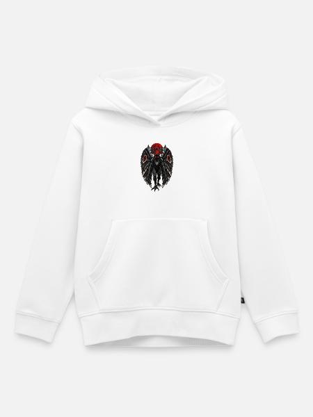 Rabenflügel vor rotem Mond - Kinder Premium Organic Hoodie - Weiß