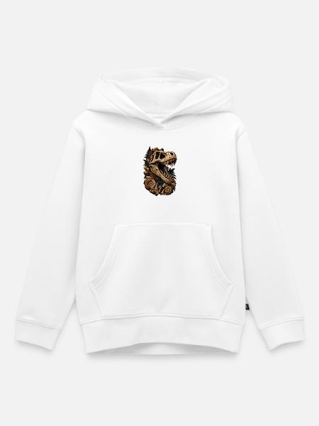 Dinosaurenkopf Fossil-Look - Kinder Premium Organic Hoodie - Weiß