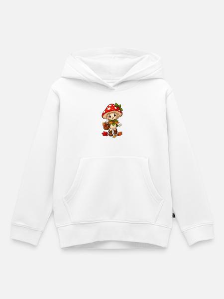 Pilz-Elfe mit Herbstkorb - Kinder Premium Organic Hoodie - Weiß