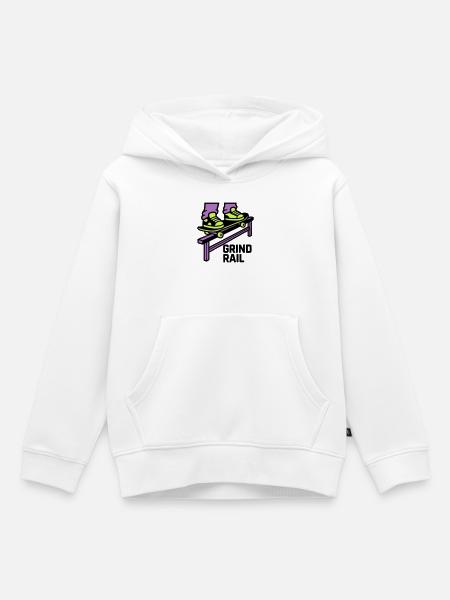 Skateboard Grind Rail Logo - Kinder Premium Organic Hoodie - Weiß