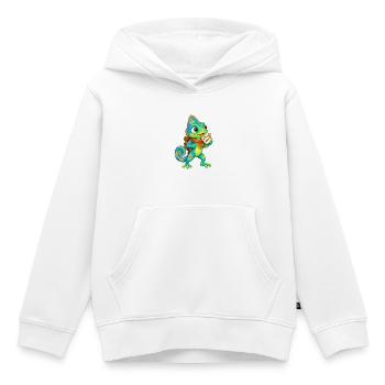 Kompass-Chamäleon mit Rucksack - Kinder Premium Organic Hoodie - Weiß - Vorne - AI Model Kid Female (0cm)