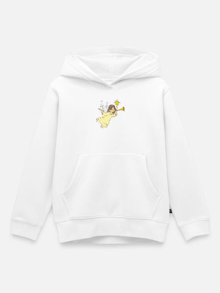 Cartoonish_angel_is_playing_the_flute - Kinder Premium Organic Hoodie - Weiß
