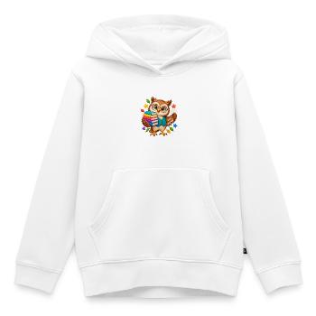 Lernende Eule mit Büchern - Kinder Premium Organic Hoodie - Weiß - Vorne - AI Model Kid Female (0cm)