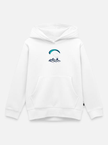 Blauer Berggipfel Paragleiten - Kinder Premium Organic Hoodie - Weiß