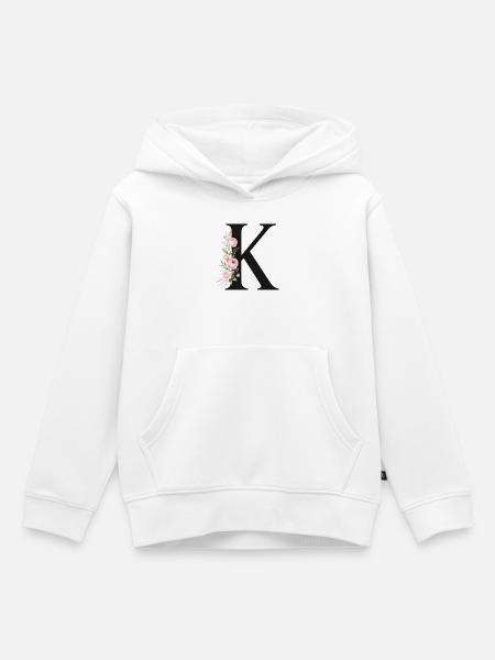 K Buchstabe Monogram Floral - Kinder Premium Organic Hoodie - Weiß