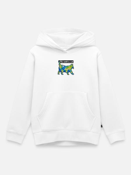 Die Welt ist eine Katze - Kinder Premium Organic Hoodie - Weiß