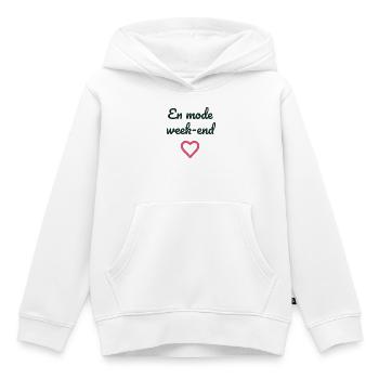 WOCHENENDE. HUMOR. LUSTIG. KOMISCH. ZITAT. HERZ - Kinder Premium Organic Hoodie - Weiß - Vorne - AI Model Kid Female (0cm)