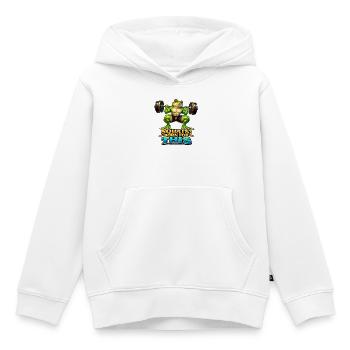 Kniebeugen? Dafür geboren – Muscle Frog - Kinder Premium Organic Hoodie - Weiß - Vorne - AI Model Kid Female (0cm)