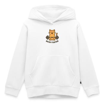 Meow-tivation – Katze beim Gewichtheben - Kinder Premium Organic Hoodie - Weiß - Vorne - AI Model Kid Female (0cm)