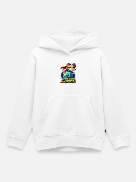 Superhelden-Kätzchen rettet die Erde - Kinder Premium Organic Hoodie - Weiß