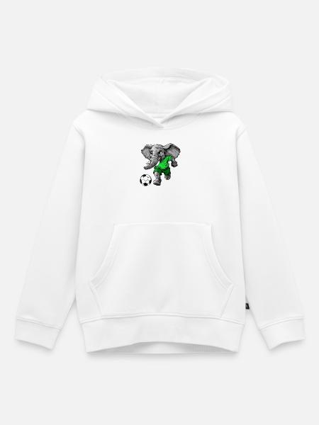 Fussballer Elefant - Kinder Premium Organic Hoodie - Weiß