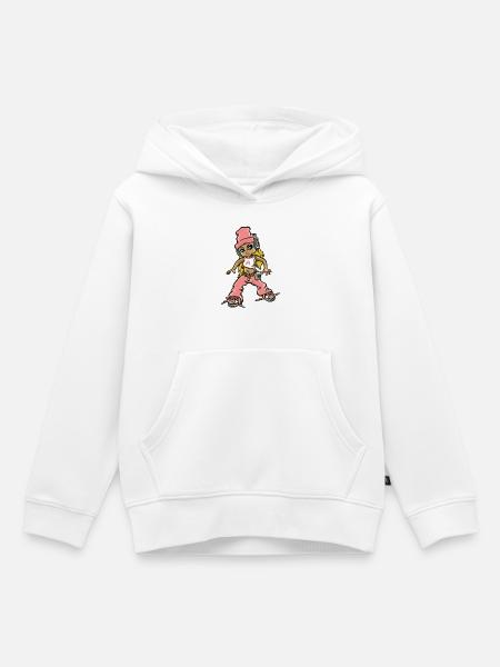 Hip hop fille en rose - Sweat Premium à capuche enfant bio - blanc