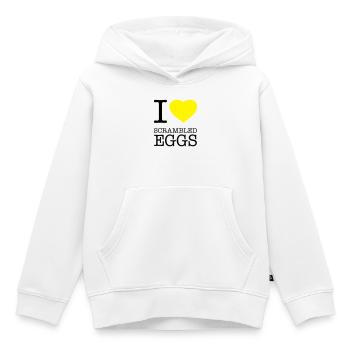 J’ADORE LES ŒUFS BROUILLÉS Rührei - Sweat Premium à capuche enfant bio - blanc - Devant - AI Model Kid Female (0cm)