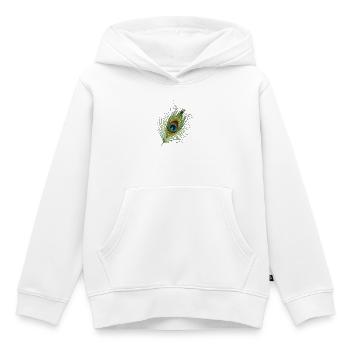 von Hand gezeichnete Pfauenfeder - Kinder Premium Organic Hoodie - Weiß - Vorne - AI Model Kid Female (0cm)