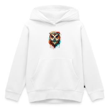 Eule Bunt - Nachteule - Schleiereule - Eulen Kauz - Kinder Premium Organic Hoodie - Weiß - Vorne - AI Model Kid Female (0cm)