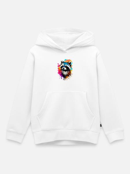 Waschbär Farbenfroh - Waschbär Raccoon - Kinder Premium Organic Hoodie - Weiß