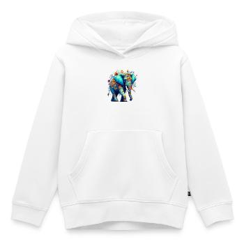 Éléphant - Sweat Premium à capuche enfant bio - blanc - Devant - AI Model Kid Female (0cm)