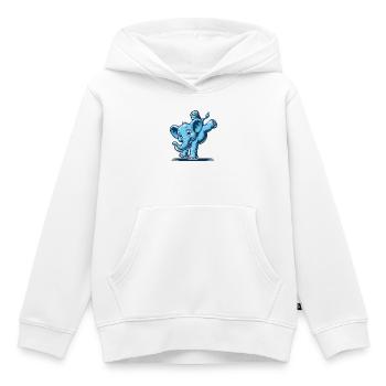 éléphant de dessin animé bleu faisant le poirier - Sweat Premium à capuche enfant bio - blanc - Devant - AI Model Kid Female (0cm)