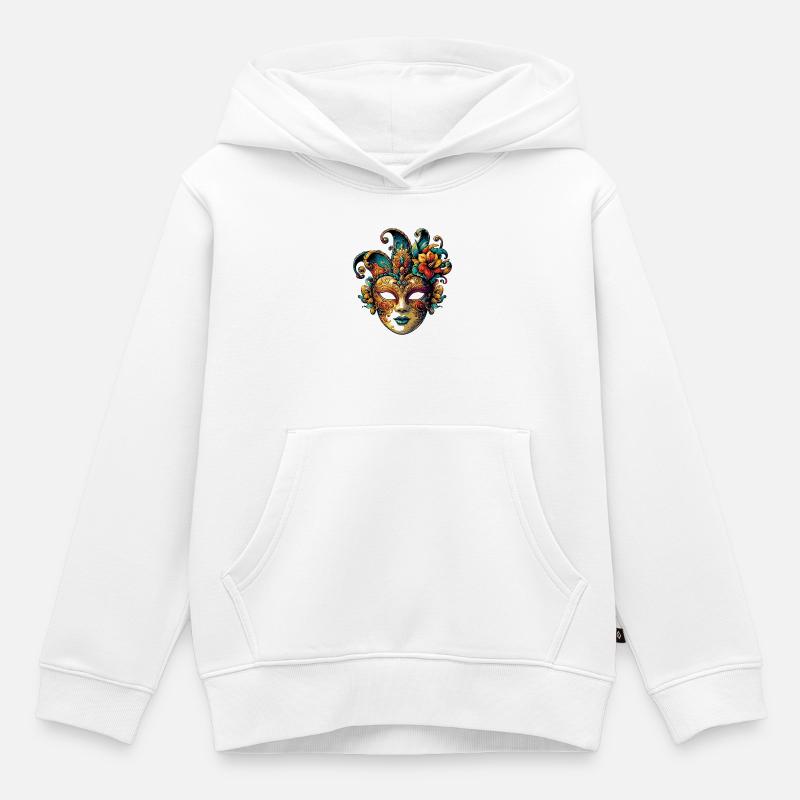 Masque du Carnaval de Venise - Sweat Premium à capuche enfant bio - blanc