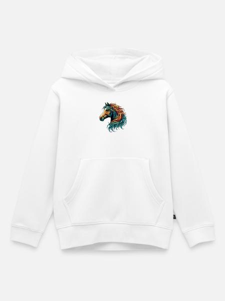 Pferd - Kinder Premium Organic Hoodie - Weiß