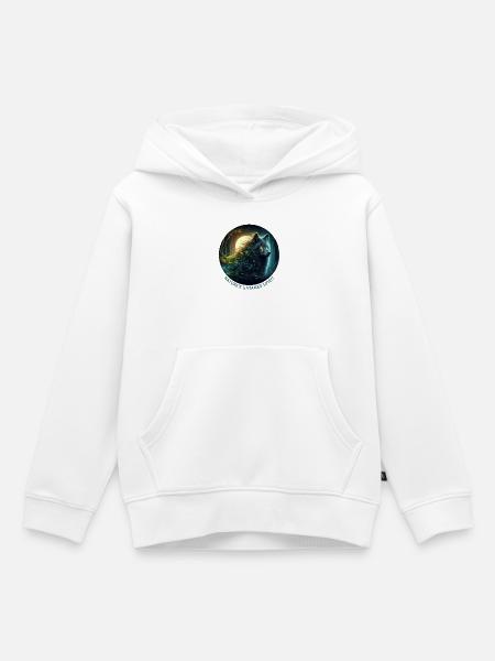 Der Wolf im Nachtwald - Kinder Premium Organic Hoodie - Weiß