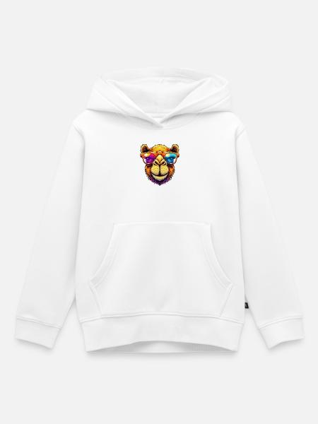 Camel mit Sonnenbrille - Kinder Premium Organic Hoodie - Weiß
