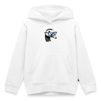 Oie à lunettes - Sweat Premium à capuche enfant bio - blanc - Devant - AI Model Kid Female (0cm)