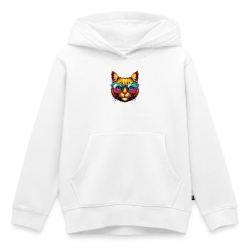 Kater mit Sonnenbrille - Kinder Premium Organic Hoodie - Weiß - Vorne - AI Model Kid Female (0cm)