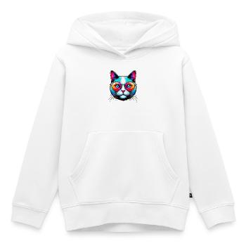 Kater mit Sonnenbrille - Kinder Premium Organic Hoodie - Weiß - Vorne - AI Model Kid Female (0cm)