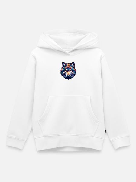 Wolf - Kinder Premium Organic Hoodie - Weiß