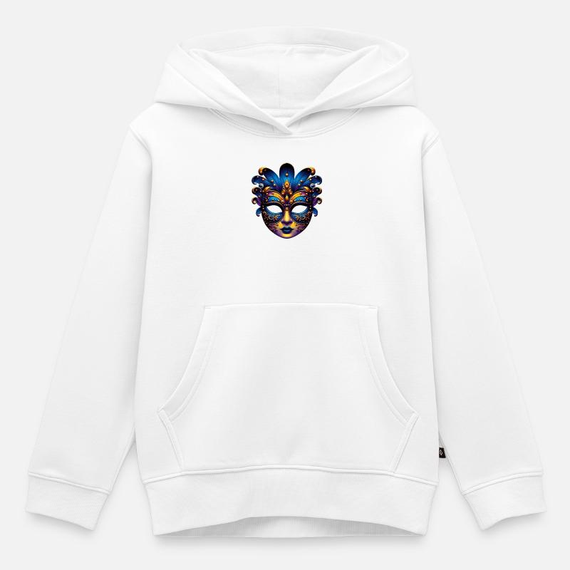 Masque du Carnaval de Venise - Sweat Premium à capuche enfant bio - blanc