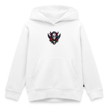 Crâne en sucre Ange avec des Roses. - Sweat Premium à capuche enfant bio - blanc - Devant - AI Model Kid Female (0cm)