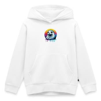 Phoque - Sweat Premium à capuche enfant bio - blanc - Devant - AI Model Kid Female (0cm)