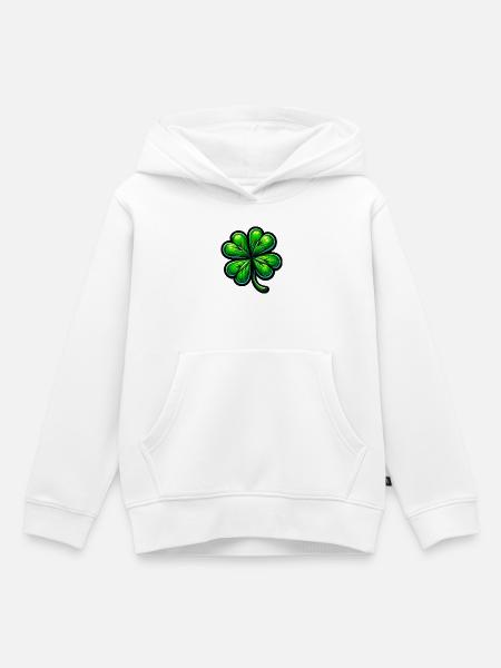 Vierblättriges Kleeblatt - Kinder Premium Organic Hoodie - Weiß
