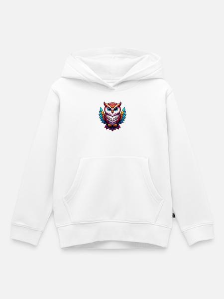 Eule - Kinder Premium Organic Hoodie - Weiß