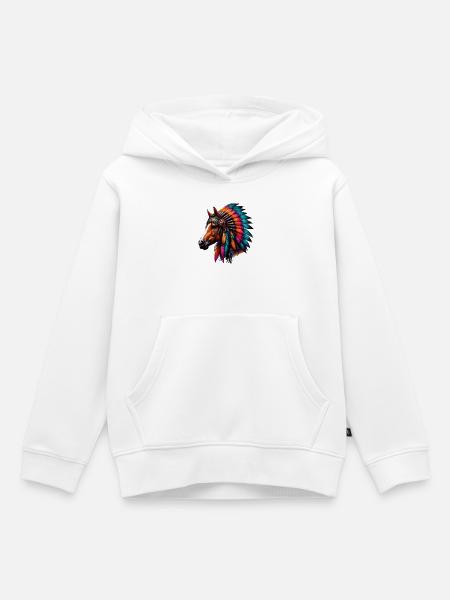 Indianerpferd Amerikanische Rothaut - Kinder Premium Organic Hoodie - Weiß