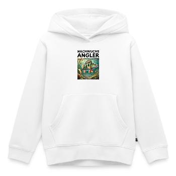 Jeunes pêcheurs - Perche motif Pêcheurs Enfants - Sweat Premium à capuche enfant bio - blanc - Devant - AI Model Kid Female (0cm)