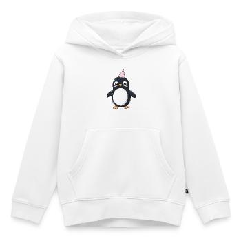 Glücklicher Pinguin mit Partyhut - Cartoon Design - Kinder Premium Organic Hoodie - Weiß - Vorne - AI Model Kid Female (0cm)