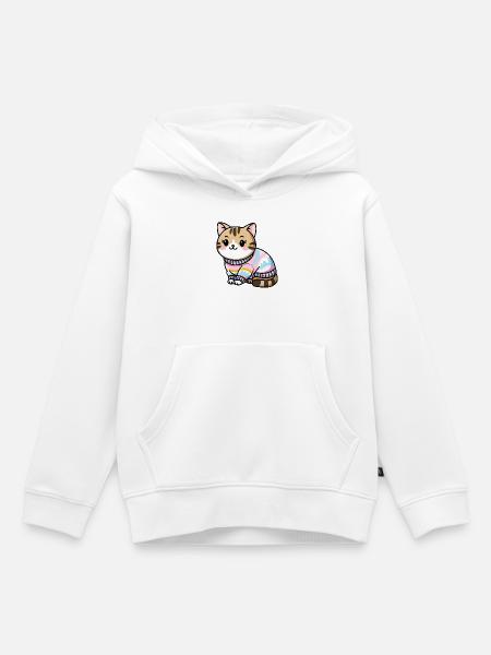 Kuscheliger Pullover Katze - Kinder Premium Organic Hoodie - Weiß