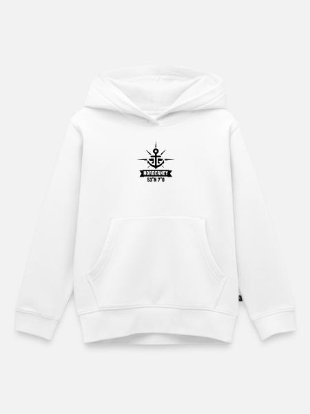 Norderney 53 degrés Nord 7 degrés Est - Sweat Premium à capuche enfant bio - blanc