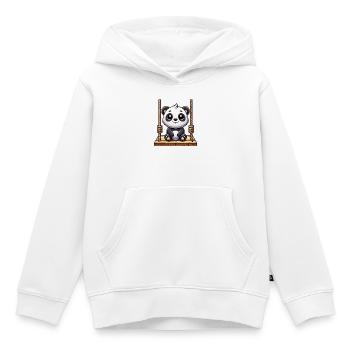 Mignon panda de dessin animé sur l’aire de jeux de balançoire - Sweat Premium à capuche enfant bio - blanc - Devant - AI Model Kid Female (0cm)