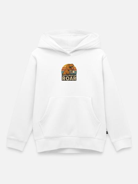 Dinosaur Coffee Roar Fun Design - Kinder Premium Organic Hoodie - Weiß