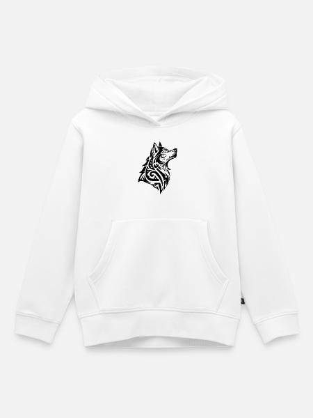 Wolf Tribal Tattoo - Kinder Premium Organic Hoodie - Weiß