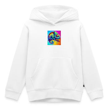 caméléon - Sweat Premium à capuche enfant bio - blanc - Devant - AI Model Kid Female (0cm)